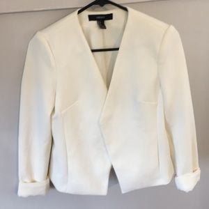 Cream poly-blend cardigan style blazer